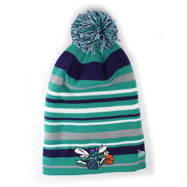 ニューエラ ニットキャップ ビーニー シャーロット ホーネッツ  NBA STRIPEOUT KNIT BEANIE CAP TEAL-PURPLE-WHITE-GREY  NEW ERA CHARLOTTE HORNETS