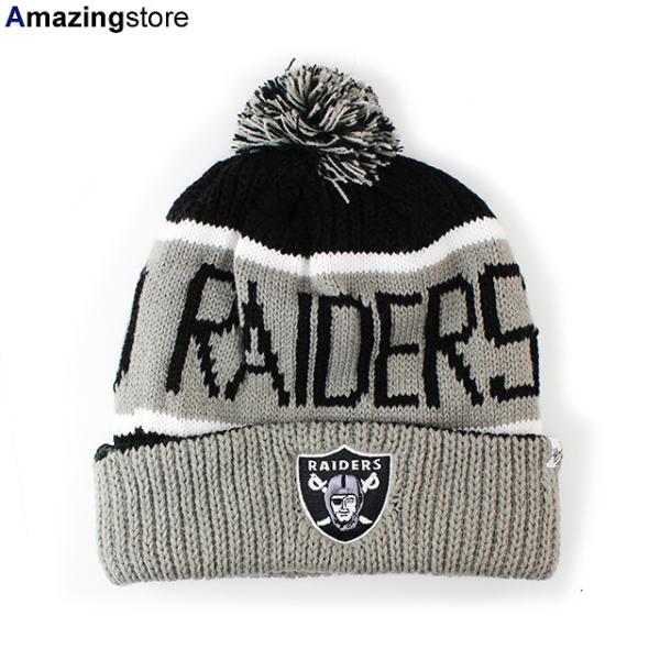 47ブランド ニットキャップ ビーニー オークランド レイダース NFL THE-CALGARY POM KNIT BEANIE GREY-BLACK 47BRAND OAKLAND RAIDERS