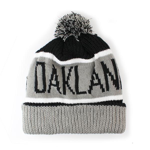 47ブランド ニットキャップ ビーニー オークランド レイダース NFL THE-CALGARY POM KNIT BEANIE GREY-BLACK 47BRAND OAKLAND RAIDERS