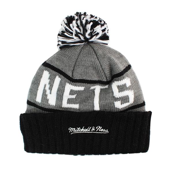 ミッチェル&ネス ニットキャップ ビーニー ブルックリン ネッツ CUFFED KNIT BEANIE GREY-BLACK  MITCHELL&NESS BROOKLYN NETS