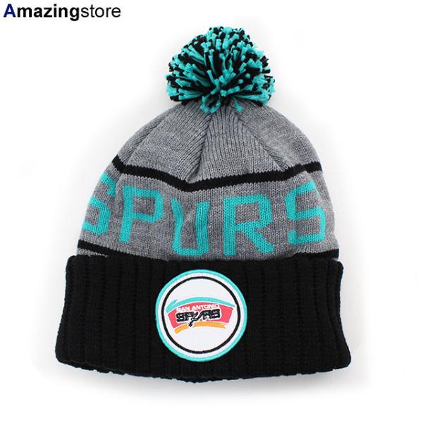 ミッチェル&ネス ニットキャップ ビーニー サンアントニオ スパーズ CUFFED KNIT BEANIE GREY-BLACK  MITCHELL&NESS SAN ANTONIO SPURS