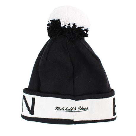 ミッチェル&ネス ニットキャップ ビーニー ブルックリン ネッツ THE-BUTTON KNIT BEANIE BLACK  MITCHELL&NESS BROOKLYN NETS