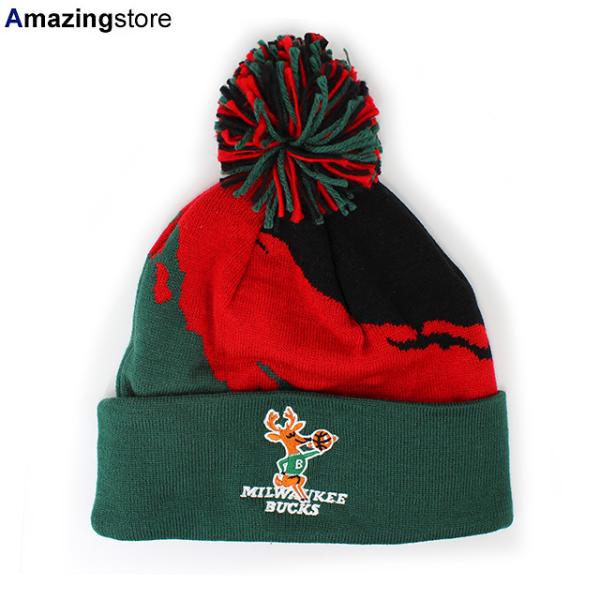 ミッチェル&ネス ニットキャップ ビーニー ミルウォーキー バックス PAINTBRUSH POM KNIT BEANIE CAP