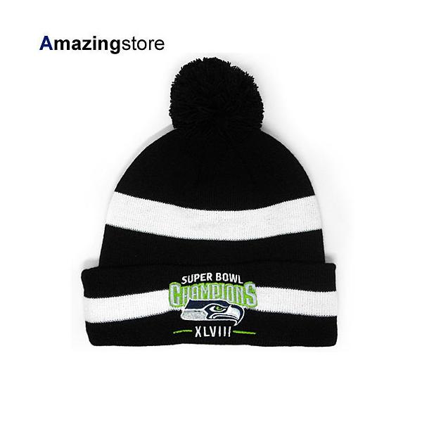 ニューエラ ニットキャップ ビーニー シアトル シーホークス  SUPER BOWL XLVIII CHAMPS CUFFED KNIT BEANIE BLACK  NEW ERA SEATTLE SEAHAWKS
