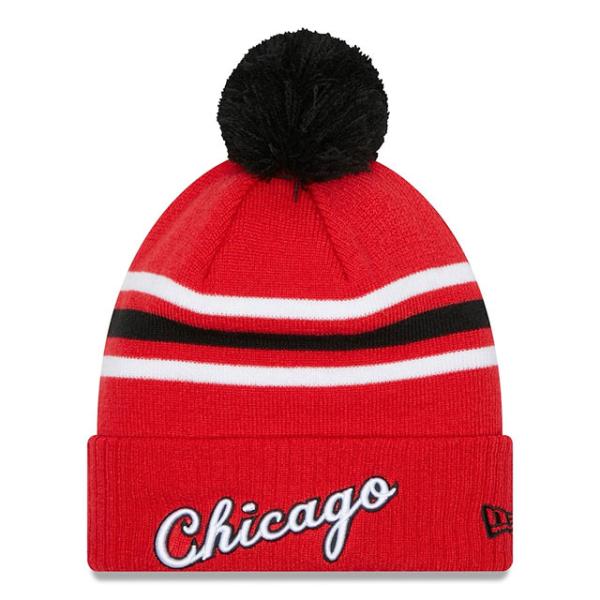 ニューエラ ニットキャップ ビーニー シカゴ ブルズ  NBA 2021-22 CITY EDITION POM KNIT BEANIE CAP RED  NEW ERA CHICAGO BULLS