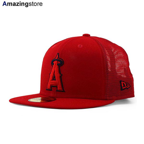 ニューエラ キャップ 59FIFTY ロサンゼルス エンゼルス MLB BATTING PRACTICE TRUCKER FITTED CAP RED