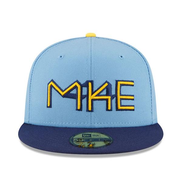 シティコネクト ニューエラ キャップ 59FIFTY ミルウォーキー ブルワーズ  2022 MLB CITY CONNECT FITTED CAP POWDER BLUE-NAVY  NEW ERA MILWAUKEE BREWERS