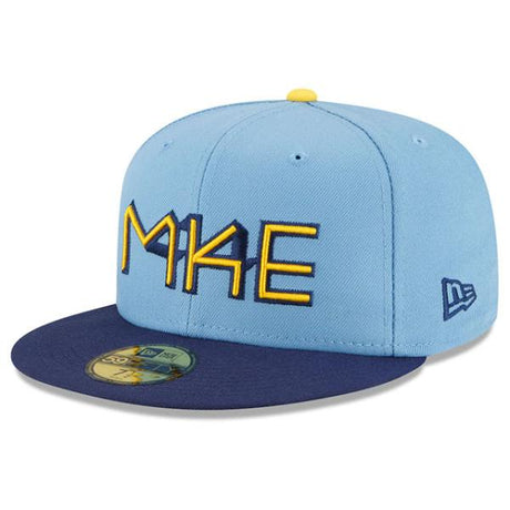 シティコネクト ニューエラ キャップ 59FIFTY ミルウォーキー ブルワーズ  2022 MLB CITY CONNECT FITTED CAP POWDER BLUE-NAVY  NEW ERA MILWAUKEE BREWERS