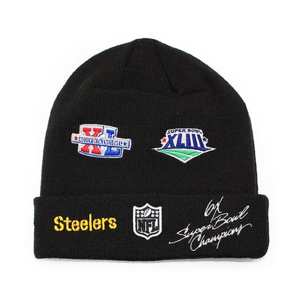 ニューエラ ニットキャップ ビーニー ピッツバーグ スティーラーズ  NFL SUPER BOWL CHAMPIONS CUFFED KNIT BEANIE BLACK  NEW ERA PITTSBURGH STEELERS