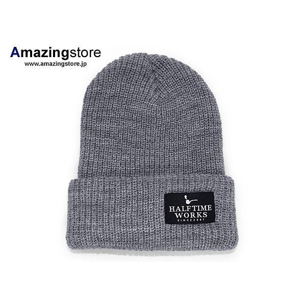 ハーフタイムワークス ニットキャップ帽 ビーニー NAME TAG KNIT BEANIE GREY HALFTIME WORKS