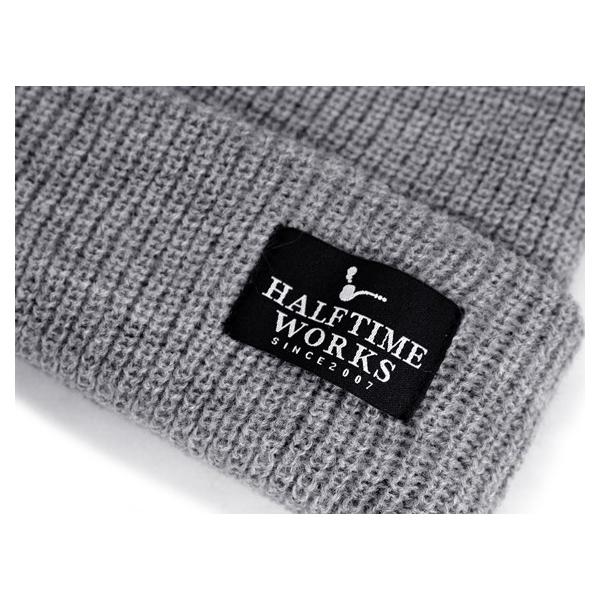 ハーフタイムワークス ニットキャップ帽 ビーニー NAME TAG KNIT BEANIE GREY HALFTIME WORKS
