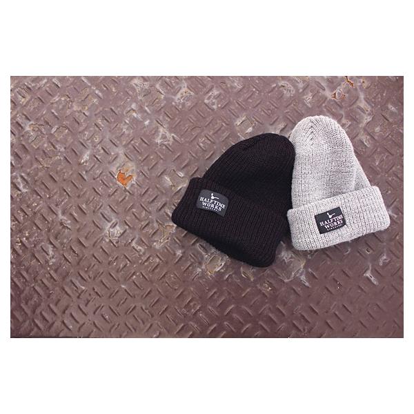 ハーフタイムワークス ニットキャップ帽 ビーニー NAME TAG KNIT BEANIE GREY HALFTIME WORKS