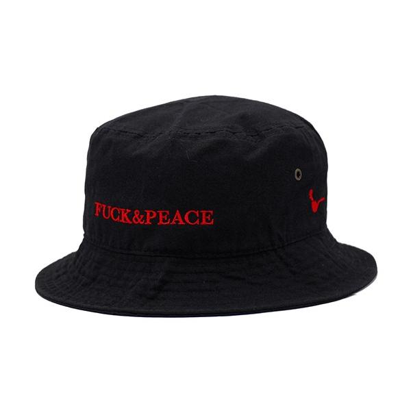 ハーフタイムワークス  FUCK&PEACE TV COLLABO BUCKET HAT BLK HALFTIME WORKS