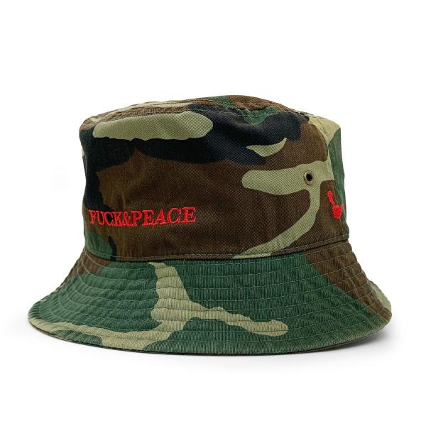 ハーフタイムワークス バケットハット FUCK&PEACE TV COLLABO BUCKET HAT WOODLAND CAMO