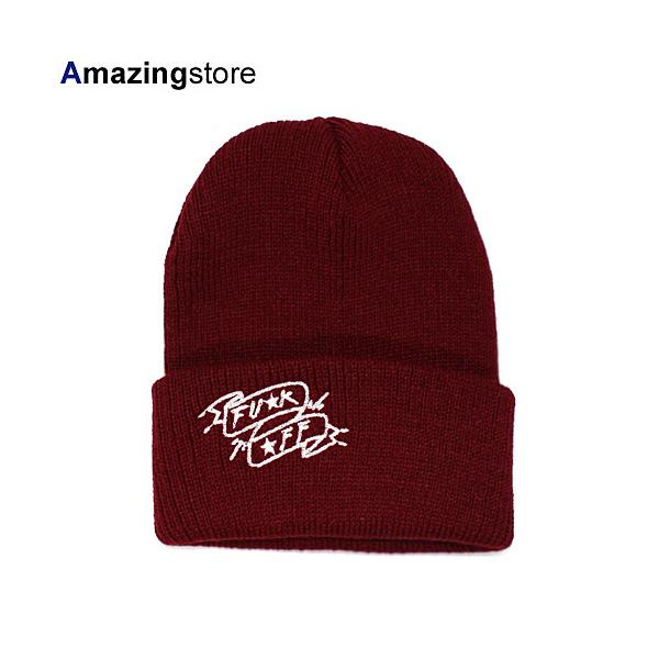 7ユニオン ビーニーキャップ FU★K ★FF KNIT BEANIE/WINE 7UINON
