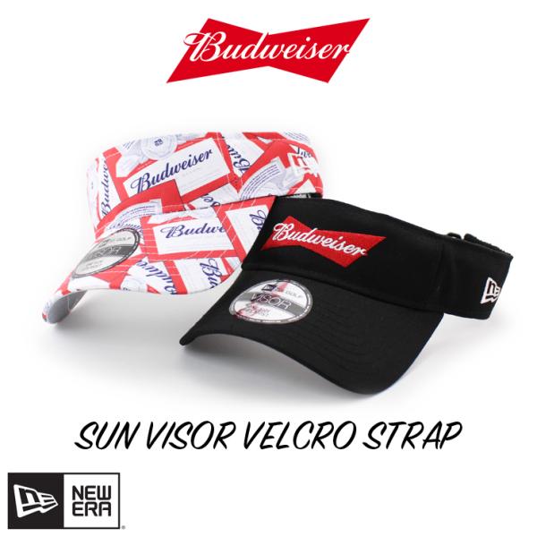 ニューエラ サンバイザー バドワイザー BUDWEISER LABEL LOGO SUN VISOR VELCRO STRAP NEW ERA