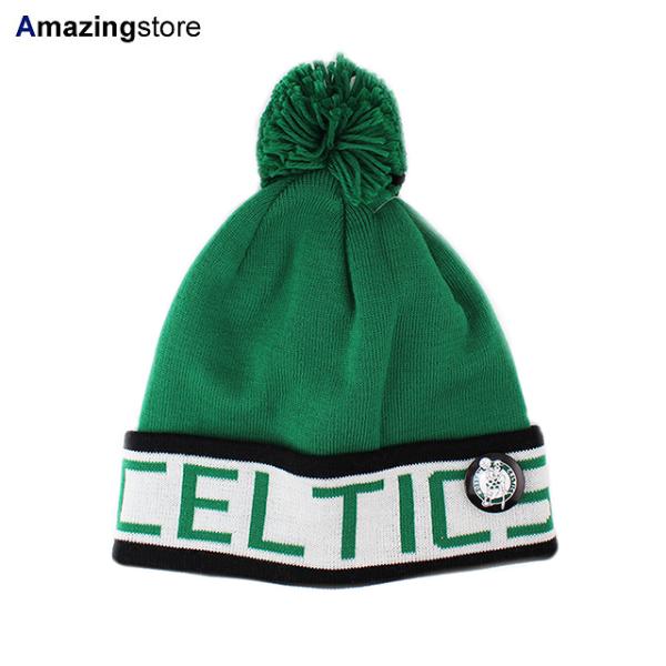 ミッチェル&ネス ニットキャップ ビーニー ボストン セルティックス  NBA THE-BUTTON POM KNIT BEANIE CAP GREEN  MITCHELL&NESS BOSTON CELTICS