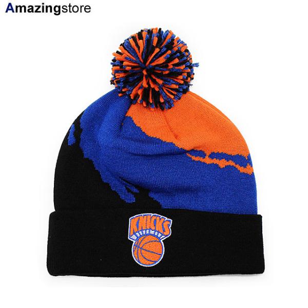 ミッチェル&ネス ニットキャップ ビーニー ニューヨーク ニックス  NBA PAINTBRUSH KNIT BEANIE ORANGE-ROYAL BLUE-BLACK  MITCHELL&NESS NEW YORK KNICKS