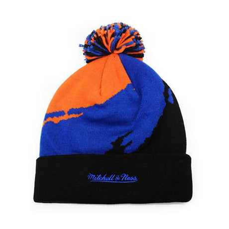 ミッチェル＆ネス ニットキャップ ビーニー ニューヨーク ニックス  NBA PAINTBRUSH KNIT BEANIE ORANGE-ROYAL BLUE-BLACK  MITCHELL&NESS NEW YORK KNICKS