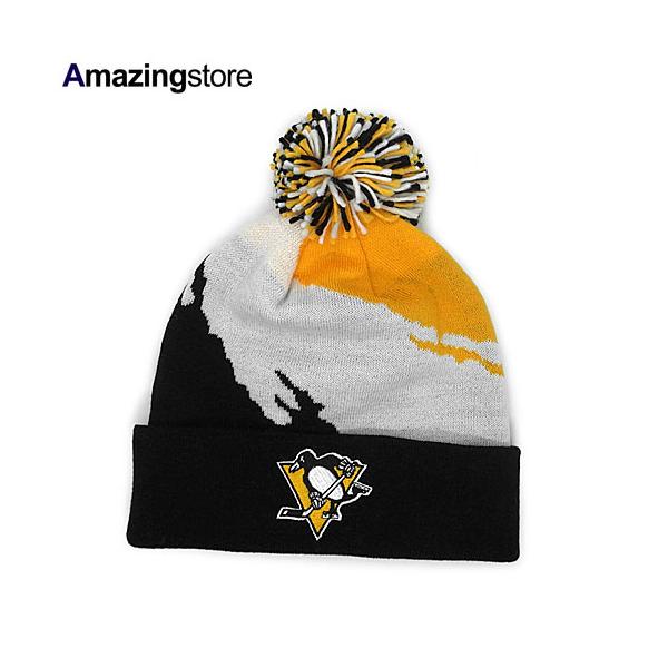 ミッチェル&ネス ニットキャップ ビーニー ピッツバーグ ペンギンズ NHL PAINTBRUSH KNIT BEANIE WHITE-GOLD-BLACK  MITCHELL&NESS PITTSBURGH PENGUINS