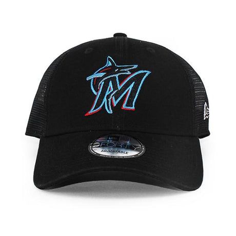 ニューエラ メッシュキャップ 9FORTY マイアミ マーリンズ MLB TRUCKER MESH CAP BLACK