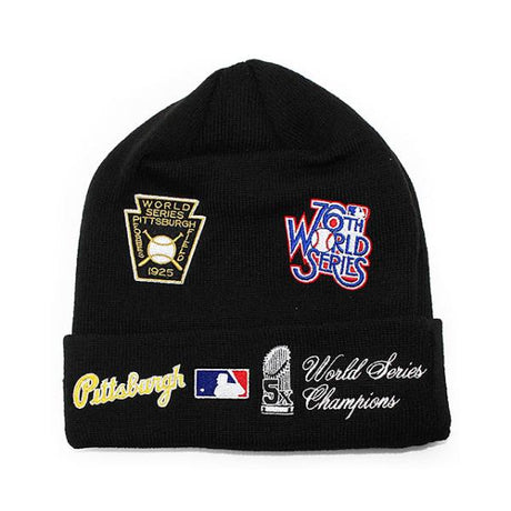 ニューエラ ニットキャップ ビーニー ピッツバーグ パイレーツ  MLB WORLD SERIES CHAMPION CUFFED KNIT BEANIE BLACK  NEW ERA PITTSBURGH PIRATES