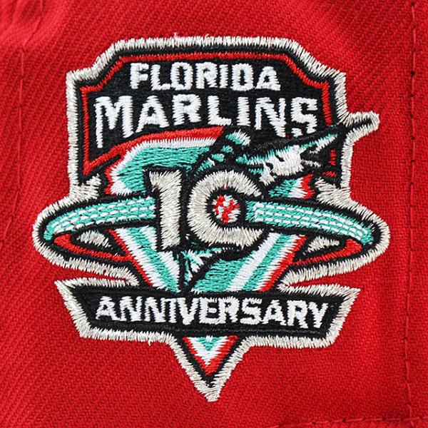 ニューエラ キャップ 59FIFTY フロリダ マーリンズ MLB 10TH ANNIVERSARY TEAL BOTTOM FITTED CAP RED NEW ERA FLORIDA MARLINS