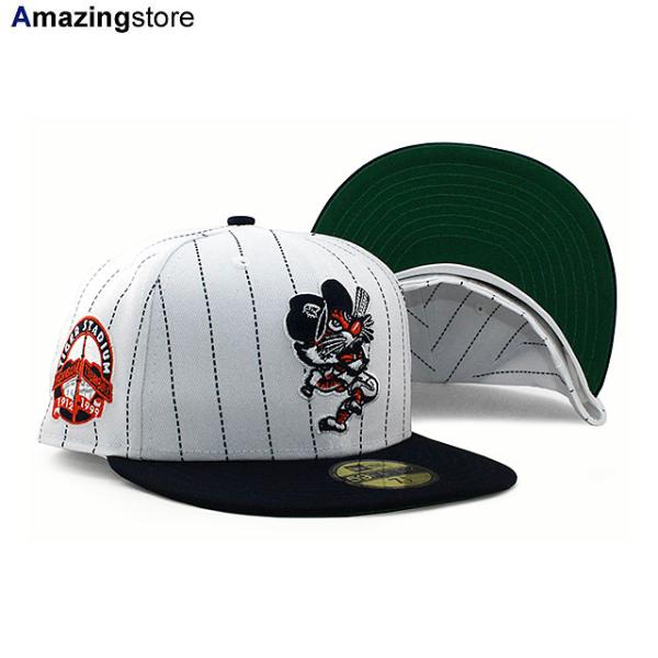 ニューエラ キャップ 59FIFTY デトロイト タイガース MLB PINSTRIPE TIGER STADIUM KELLY GREEN BOTTOM FITTED CAP WHITE