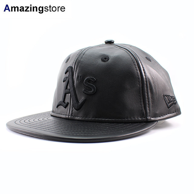 ニューエラ キャップ RC9FIFTY ストラップバック オークランド アスレチックス MLB GENUINE LEATHER RETRO CROWN STRAPBACK CAP BLACKOUT