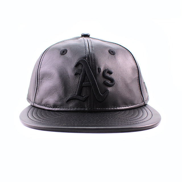 ニューエラ キャップ RC9FIFTY ストラップバック オークランド アスレチックス MLB GENUINE LEATHER RETRO CROWN STRAPBACK CAP BLACKOUT
