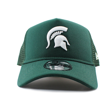 ニューエラ メッシュキャップ 9FORTY ミシガンステイト スパルタンズ NCAA A-FRAME TRUCKER MESH CAP DARK GREEN