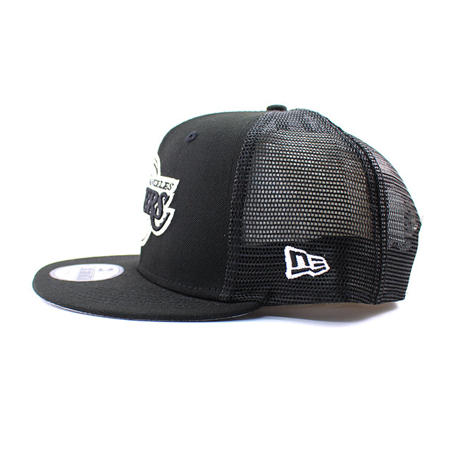 ニューエラ キャップ 9FIFTY ロサンゼルス レイカーズ NBA TEAM BASIC TRUCKER MESH SNAPBACK CAP BLACK WHITE