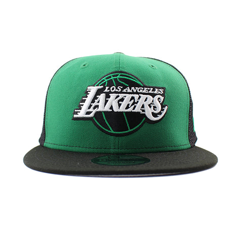 ニューエラ キャップ 9FIFTY ロサンゼルス レイカーズ NBA TEAM BASIC TRUCKER MESH SNAPBACK CAP GREEN