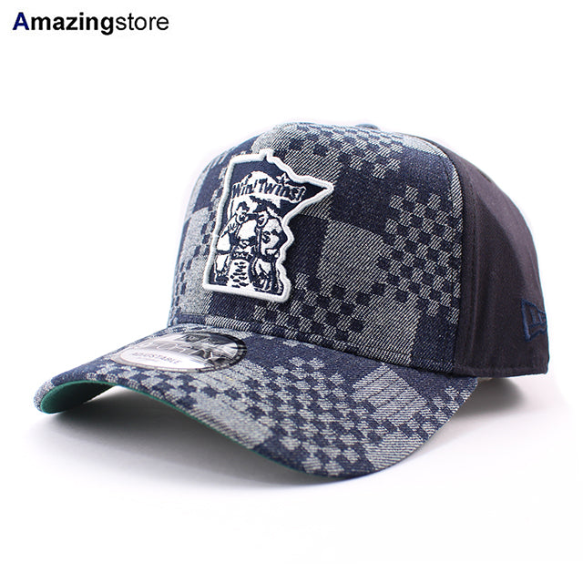 ニューエラ キャップ 9FORTY ミネソタ ツインズ MLB A-FRAME DENIM NAVY PATTERN SNAPBACK CAP