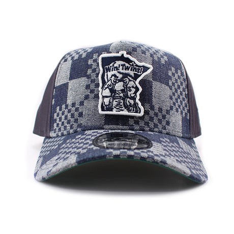 ニューエラ キャップ 9FORTY ミネソタ ツインズ MLB A-FRAME DENIM NAVY PATTERN SNAPBACK CAP