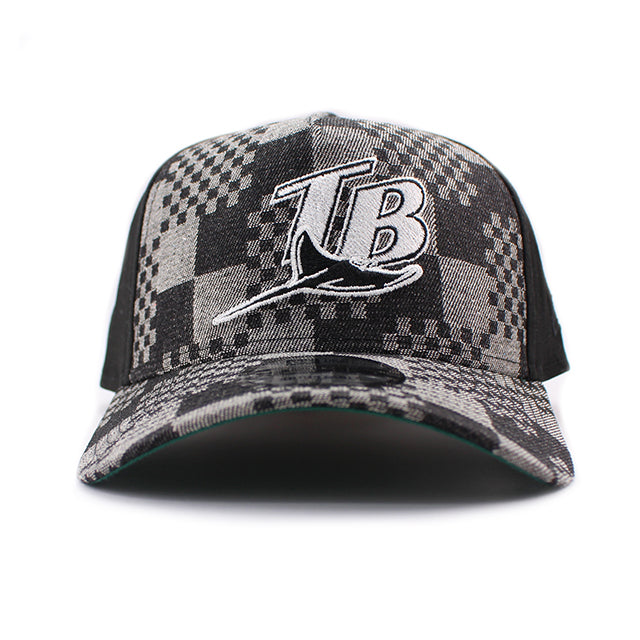 ニューエラ キャップ 9FORTY タンパベイ レイズ MLB A-FRAME DENIM BLACK PATTERN SNAPBACK CAP