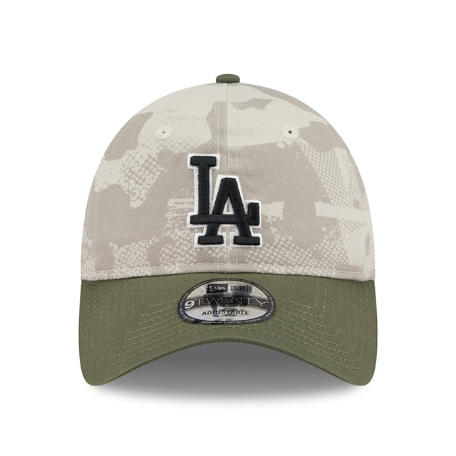 ニューエラ キャップ 9TWENTY ロサンゼルス ドジャース 2025 MLB ARMED FORCES STARS N STRIPES ADJUSTABLE CAP LT BEIGE OLIVE
