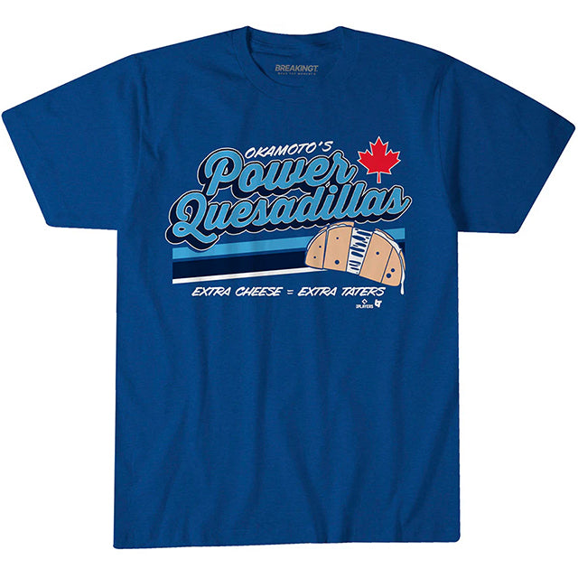 岡本和真モデル 海外取寄 トロント ブルージェイズ Tシャツ POWER QUESADILLAS T-SHIRT ROYAL BLUE
