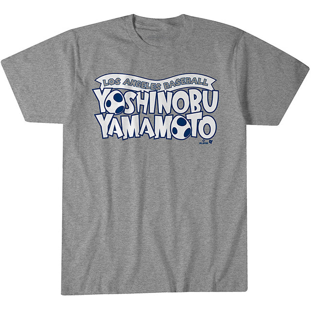 山本由伸モデル 海外取寄 ロサンゼルス ドジャース Tシャツ YOSHINOBU YAMAMOTO WORLD T-SHIRT GREY
