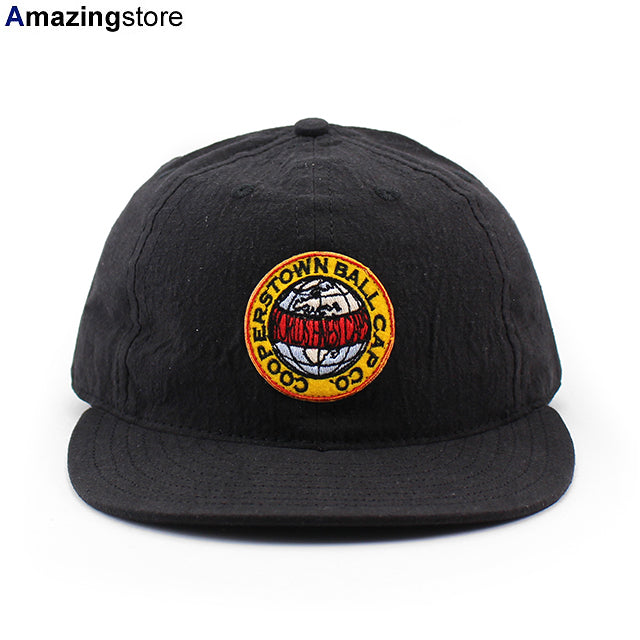 クーパーズタウンボールキャップ LINEN COTTON PATCH STRAPBACK CAP BLACK