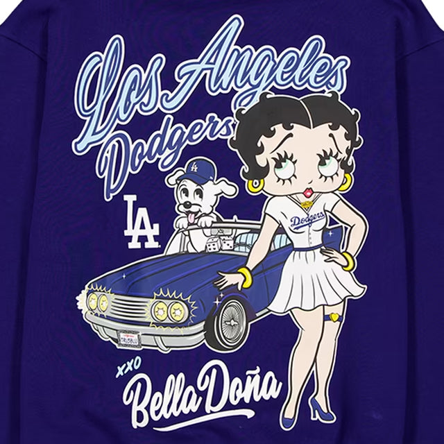 海外取寄 ニューエラ スウェットシャツ ロサンゼルス ドジャース ベラ ドーニャ BETTY BOOP CAR SWEATSHIRT ROYAL BLUE