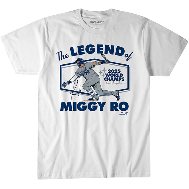 ミゲル ロハスモデル 海外取寄 ロサンゼルス ドジャース Tシャツ THE LEGEND OF MIGGY RO T-SHIRT WHITE