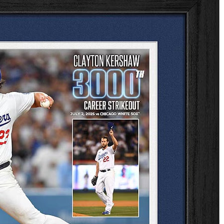 クレイトン カーショウモデル 海外取寄 MLB 3,000奪三振記念コイン付額入りコラージュフレーム