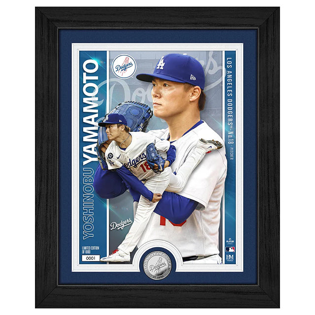 山本由伸モデル 海外取寄 額入りコラージュフレーム ロサンゼルス ドジャース ARTIST PROOF SILVER COIN PHOTO MINT