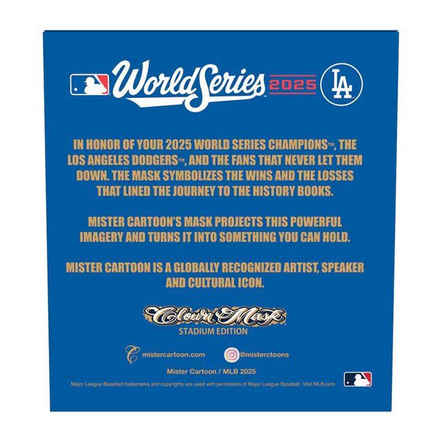 2025 ワールドシリーズチャンピオン ロサンゼルス ドジャース 海外取寄 マスク MISTER CARTOON CROWN MASK STADIUM EDITION 2025 WORLD SERIES CHAMPIONS WHITE