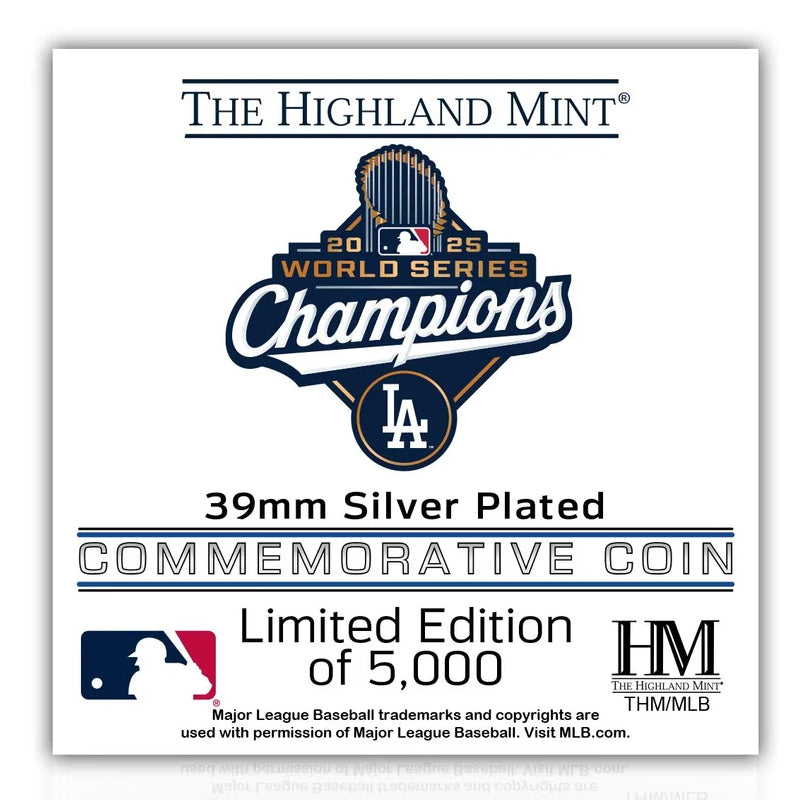 2025 ワールドシリーズチャンピオンモデル 海外取寄 記念コイン ロサンゼルス ドジャース HIGHLAND MINT SILVER COIN