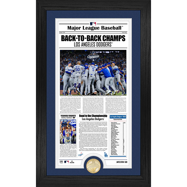 2025 ワールドシリーズチャンピオンモデル 海外取寄 額入りコラージュフレーム ロサンゼルス ドジャース 2025 WORLD SERIES CHAMPIONS FRONT PAGE NEWS COVER BRONZE COIN PHOTO MINT