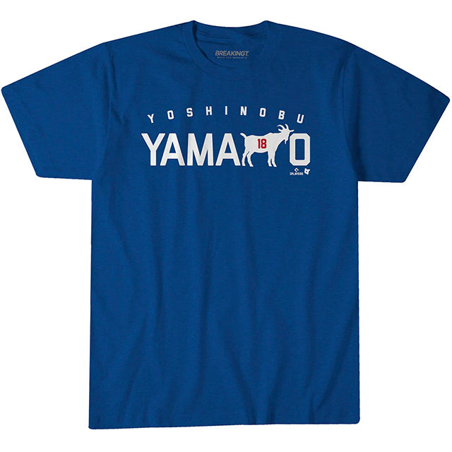 山本由伸モデル 海外取寄 ロサンゼルス ドジャース Tシャツ YAMA-GOAT-O T-SHIRT ROYAL BLUE