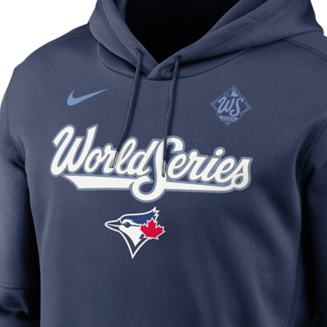 2025 ワールドシリーズモデル 海外取寄 ナイキ プルオーバーフーディー トロント ブルージェイズ MLB 2025 WORLD SERIES AUTHENTIC COLLECTION THERMA FLEECE HOODIE NAVY