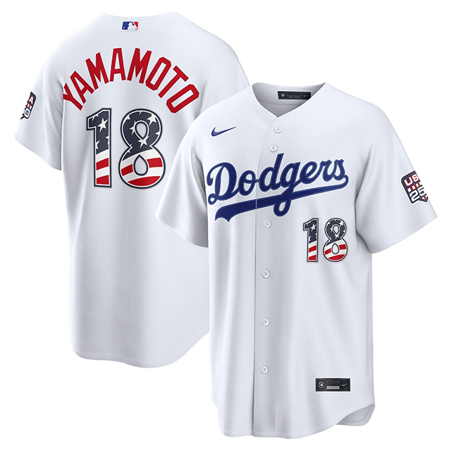 山本由伸モデル 海外取寄 ナイキ USA 独立記念日 レプリカユニフォーム ロサンゼルス ドジャース 2026 MLB 250 FOURTH OF JULY HOME STADIUM JERSEY WHITE